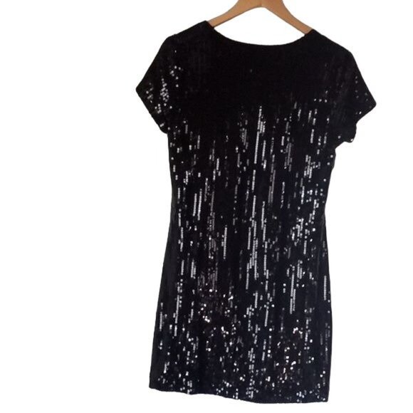 SOLD Anthropologie Dress Tulle Black Sequin Embellished Midi A-Line Stretch - Picture 3 of 12